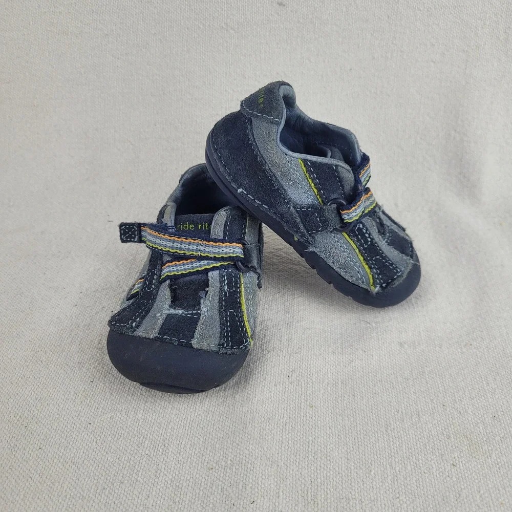 Stride Rite SRT Baby Boy Navy Blue Grey Suede Soft Motion Sneakers Size‎ 4.5W